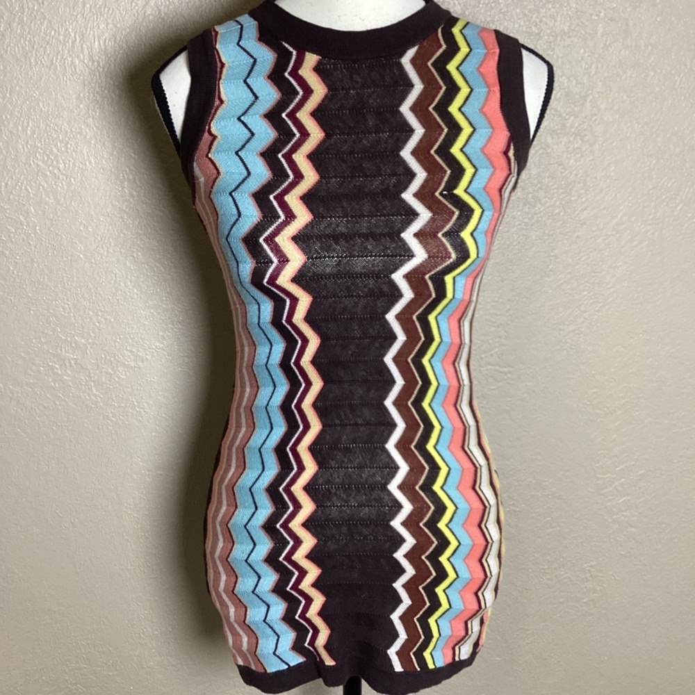 Missoni for Target Womens Zigzag Sleeveless Knit Sweater Vest Brown Multi Size M